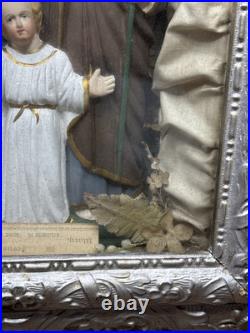 Antique 19th Century Catholic Religious Holy Family Shadow Box Sculpture Relief