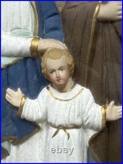Antique 19th Century Catholic Religious Holy Family Shadow Box Sculpture Relief