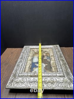 Antique 19th Century Catholic Religious Holy Family Shadow Box Sculpture Relief