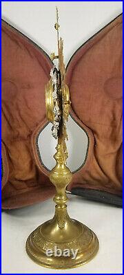 Antique 19th Century Gilt Brass and Silver Monstrance Religious Icon Reliquary