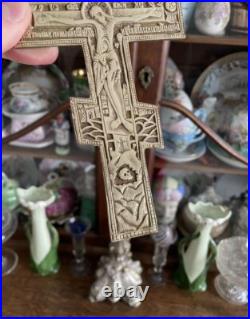 Antique 19th Century Icon Cross Collectible Religious Decor Crucifixion Moscow