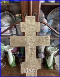 Antique 19th Century Icon Cross Collectible Religious Decor Crucifixion Moscow