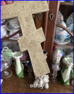Antique 19th Century Icon Cross Collectible Religious Decor Crucifixion Moscow