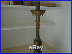 Antique 19th Century Italian Hand Carved Wood Religious Altar Candlestick