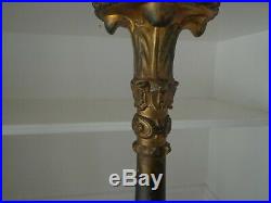 Antique 19th Century Italian Hand Carved Wood Religious Altar Candlestick