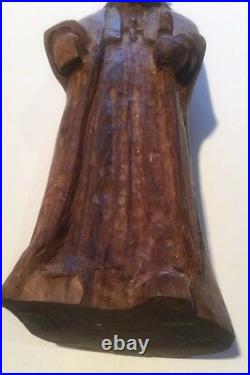 Antique 19th Century Large 8.5 Religious Carved Wood Statue Figurine