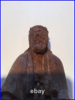 Antique 19th Century Large 8.5 Religious Carved Wood Statue Figurine Antique 19th Century Large 8.5 Religious Carved Wood Statue Figurine