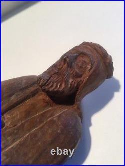 Antique 19th Century Large 8.5 Religious Carved Wood Statue Figurine Antique 19th Century Large 8.5 Religious Carved Wood Statue Figurine
