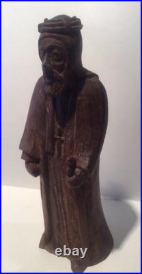 Antique 19th Century Large 8.5 Religious Carved Wood Statue Figurine Antique 19th Century Large 8.5 Religious Carved Wood Statue Figurine