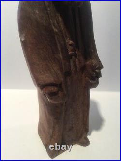 Antique 19th Century Large 8.5 Religious Carved Wood Statue Figurine