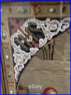 Antique 19th Century Needlepoint Christian Religious Tapestry French Beaded 1800 Antique 19th Century Needlepoint Christian Religious Tapestry French Beaded 1800