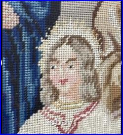Antique 19th Century Needlepoint Christian Religious Tapestry French Beaded 1800 Antique 19th Century Needlepoint Christian Religious Tapestry French Beaded 1800