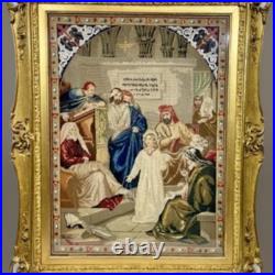 Antique 19th Century Needlepoint Christian Religious Tapestry French Beaded 1800 Antique 19th Century Needlepoint Christian Religious Tapestry French Beaded 1800