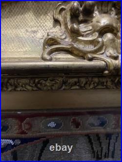 Antique 19th Century Needlepoint Christian Religious Tapestry French Beaded 1800 Antique 19th Century Needlepoint Christian Religious Tapestry French Beaded 1800