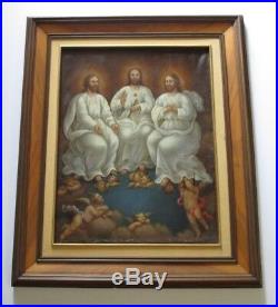Antique 19th Century Or Older Icon Painting Surreal Religious Saint Christ Old