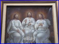 Antique 19th Century Or Older Icon Painting Surreal Religious Saint Christ Old