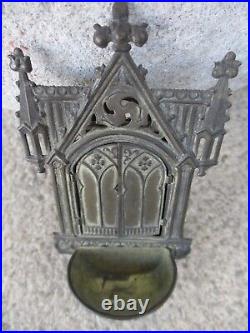 Antique 19th Century Rare Religious Oratory Holy Water Sink Picture Gothic Style