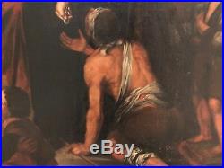 Antique 19th Century Religious Catholic Large Oil Painting Allegory Vatican a