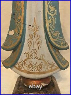 Antique 19th Century Religious Handcarved Wooden Italian Santos Madonna Saint
