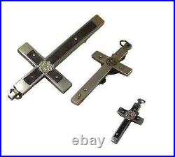 Antique 19th Ct Brass Pectoral Crucifix´s Religious Cross Pendant´s Jesus Christ