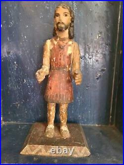 Antique 19th century handmade religious primitive folkart Nicho St. James Spain