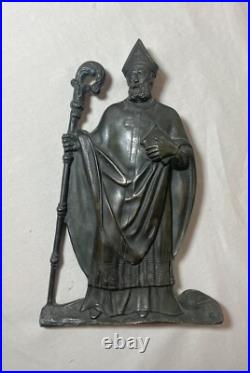 Antique 19th century solid bronze religious pope wall plaque appliqué statue Antique 19th century solid bronze religious pope wall plaque appliqué statue