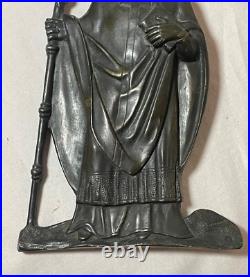 Antique 19th century solid bronze religious pope wall plaque appliqué statue Antique 19th century solid bronze religious pope wall plaque appliqué statue