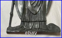 Antique 19th century solid bronze religious pope wall plaque appliqué statue Antique 19th century solid bronze religious pope wall plaque appliqué statue