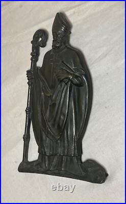 Antique 19th century solid bronze religious pope wall plaque appliqué statue Antique 19th century solid bronze religious pope wall plaque appliqué statue