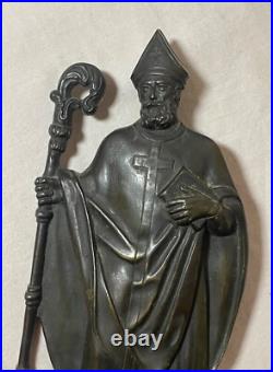 Antique 19th century solid bronze religious pope wall plaque appliqué statue Antique 19th century solid bronze religious pope wall plaque appliqué statue
