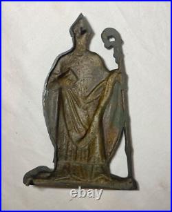 Antique 19th century solid bronze religious pope wall plaque appliqué statue Antique 19th century solid bronze religious pope wall plaque appliqué statue