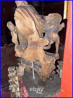 Antique 19th century wood carved religious sculpture oddities altarpiece