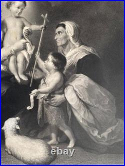 Antique 19thC Murillo La Vierge de Madrid Religious Print Berlin W. Korn Madon