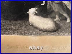 Antique 19thC Murillo La Vierge de Madrid Religious Print Berlin W. Korn Madon