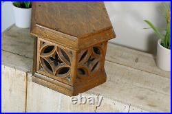 Antique 19thc Neo gothic church altar wood carved stand console religious