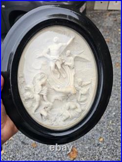 Antique 19thc meerschaum Resurrection of Christ plaque religious