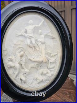 Antique 19thc meerschaum Resurrection of Christ plaque religious