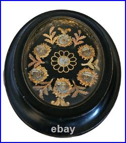 Antique 19thc multi 6 relic saints Holder plaque religious napoleon III ex voto