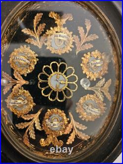 Antique 19thc multi 6 relic saints Holder plaque religious napoleon III ex voto