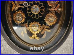 Antique 19thc multi 6 relic saints Holder plaque religious napoleon III ex voto