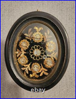 Antique 19thc multi 6 relic saints Holder plaque religious napoleon III ex voto