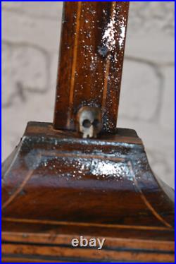 Antique 19thc wood carved inlay agnus dei crucifix cross religious