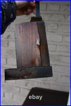 Antique 19thc wood carved inlay agnus dei crucifix cross religious