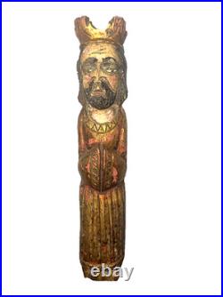 Antique 2 Pc 1Wooden 16 Santos Religious Icons -Kings, Gilded Polychrome Folk