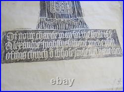 Antique 20 x 40 Crypt Gravestone RUBBING Alexander Inglis 1400's Scotland