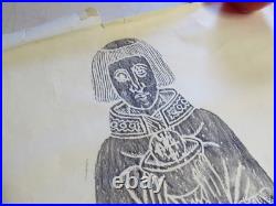 Antique 20 x 40 Crypt Gravestone RUBBING Alexander Inglis 1400's Scotland