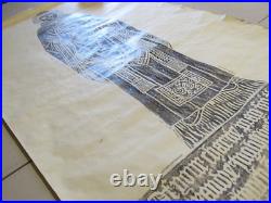 Antique 20 x 40 Crypt Gravestone RUBBING Alexander Inglis 1400's Scotland