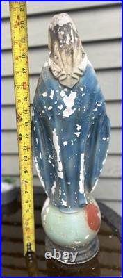Antique 21 Virgin Mary Our Lady of Grace Chalkware Moulded Religious Statue
