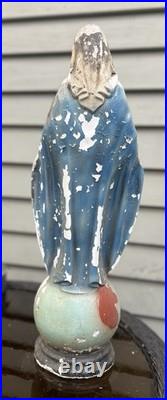 Antique 21 Virgin Mary Our Lady of Grace Chalkware Moulded Religious Statue