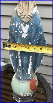 Antique 21 Virgin Mary Our Lady of Grace Chalkware Moulded Religious Statue